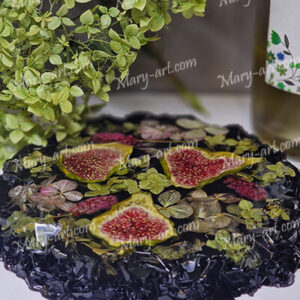 Подставка под горячее и холодное. Дизайн в черном цвете с инжиром. Идеально под бокал вина, для красивого интерьера