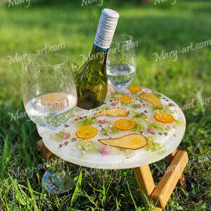 Винный столик из эпоксидной смолы. Дизайн. Интерьер. В подарок для двоих