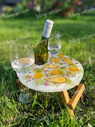 Винный столик из эпоксидной смолы. Дизайн. Интерьер. В подарок для двоих